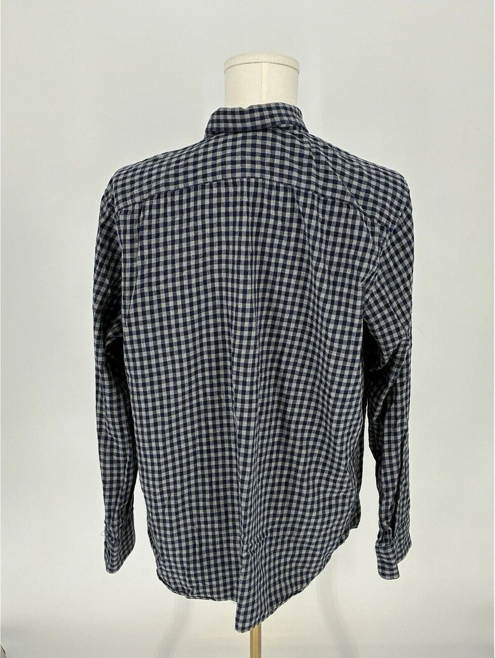Banana Republic Shirt Men XL Blue Standard Fit Button Gingham Plaid Long Sleeve